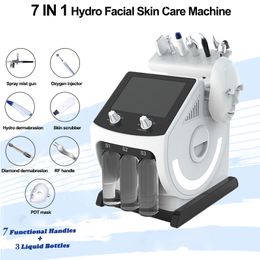 Diamond microdermabrasion equipment rf face lift oxygen spray aqua jet peel facial led photon mask exfoliator scrubber machine 7 handle