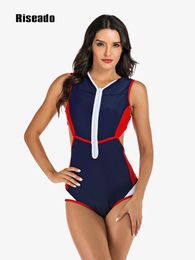 Wear Patchwork One Piece Swimsuits 2023 Sport Swimwear Women Rashguard Bathing Suits Surf Swimming Wear (UPF 50+)