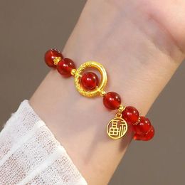 Charm Bracelets Red Bean Acacia Safe Buckle Luckly Bracelet Female Light Luxury Primordial Year Gives Girlfriend Friend Birthday Gift