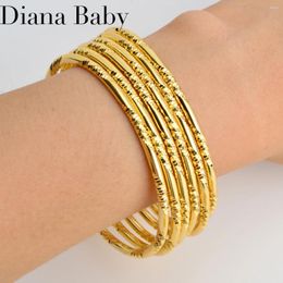 Bangle 6 Pcs Set Stackable Thin For Women 18K Gold Plated Copper 2024 Trendy Gothic Punk Jewellery Gifts