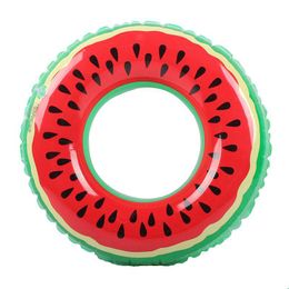 Bath Toys 60/70/80/90Cm Swimming Pool Lifebuoy Swim Ring Inflatable Life Buoy Watermelon Orange Fruit Design Rings Drop Delivery Baby Dhujq