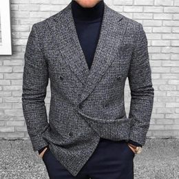 Men's Suits Stylish Men Blazer Super Soft Suit Coat Lapel Pure Colour British Style Streetwear