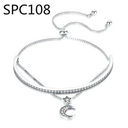 Bracelets VAB2 Silver Bracelet Crystal star chain For Women luxury fashion party Wedding Jewelry lovers gift charms