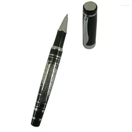Design Luxury Black Roller Pen 0.5mm Writing Point With Map Pattern By Embossing Carved 36g Metal Brass Heavy Ink