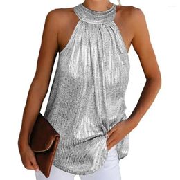 Women's Blouses Women Pullover Off Shoulder Pleated Loose Top Summer Sleeveless Halter Vest Clothing