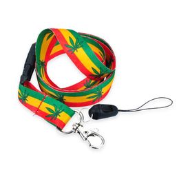 Necklaces Green Yellow Red Hemp Weed Lanyard Key Chain Neck Strap Necklace ID Card Badge Holder Lanyards Mobile Phone Lanyard 12pcs/lot