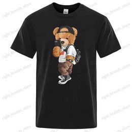 Men's T-Shirts Teddy Bear Bring Your Photo T-shirt Cartoon Graphic Printed T-shirt Fashion Casual Crew Neckline Plus Size Short Sleeve Women's T-shirt T240122
