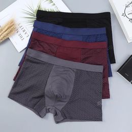 Underpants 2024 1Pcs/lots Sexy Underwear Men Boxer Briefs Mesh U Budge Panties Modal Bamboo Man Shorts Drop L-XXXL Boxershorts