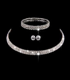 Luxury Threepiece sets Bridal Jewelry Choker Necklace Earrings Bracelet Wedding Jewelry Accessories Fashion Style engagement Part9620950