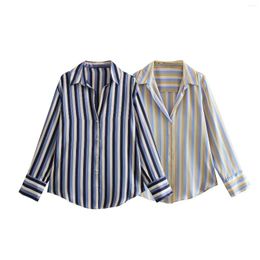 Women's Blouses Women 2024 Autumn Blouse Shirt Fashion Striped Long Sleeve Shirts Single-breasted OL Lady For Female Casual