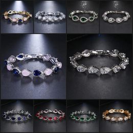 Bracelets CANPEL Zircon Tennis Bracelet For Women Luxury Crystal Water Drop Bracelets Woman Hand Chain Hippie Trendy Accessories Jewelry