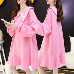 Women's Hoodies Pink Cute Doll Collar Sweatshirt Hoodie Hip Hop Solid Winter Oversized Harajuku Loose Korean Coats Streetwear