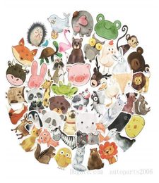 50Pcs Cute Animal Cat Dog Watercolour Stickers Pack Nonrandom Car Bike Luggage Sticker Laptop Skateboard Motor Water Bottle Decal4845442