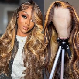 Bleached Konts Blonde Highlight Wig Human Hair Hd Transparent Lace 13x4 13x6 Body Wave Lace Frontal Brazilian Wigs on Sale