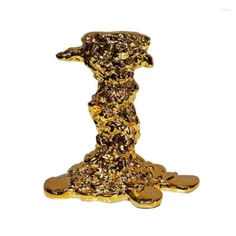 Candle Holders Golden Candlestick Holder Resin Plated Surface Melt Shape Wedding Centerpieces Dining Table Home Furnishing Decor Durable