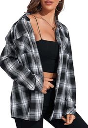 Autumn and winter new product flannel shirt long plaid casual top for women Designer woman Clothes356