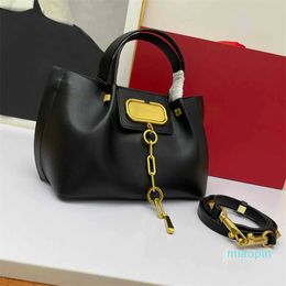 7A Designer Totes Brand Black Handbag Calfskin Small Shopping Metal Chain Long Strap