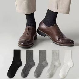 Men's Socks Solid Breathable Long Fashion High Quality Knitting Cotton Mens Casual Business Man Male Crew Wholesale 5Color