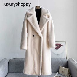 Top Maxmaras Teddy Bear Coat Womens Cashmere Coats New Womens Winter Camel Fleece Fur Lamb Hair Suit Collar Mid Length