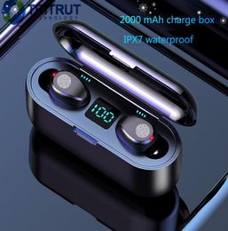 F9 Wireless Earphone Bluetooth V50 Earbuds Bluetooth Headphone LED Display With 2000mAh Power Bank Headset With Microphone MQ302403087