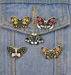 Butterfly Insect Moth Enamel Pins Retro Romance Flowers Wings Brooches Lapel Badges Nature Inspiration Jewellery Gift For Women1734086