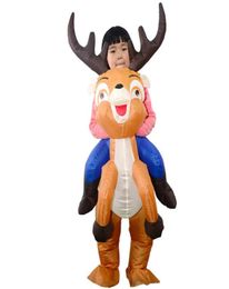 Kids Christmas Reindeer Inflatable Costume Suit Blow Up Inflatable Fancy Dress Jumpsuit for Dress Up Party Stage Performance Q09101791502