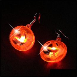 Charm 1 Pair Pumpkin Glow Nightclub Led Lights Skl Earrings Halloween Party Gift Accessories Drop Delivery Jewelry Dhqvl