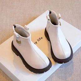 Boots Children's Shoes Spring And Autumn Girls' Zipper Short 2024 White Fashion Versatile Leather