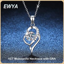 EWYA Luxury GRA Certified 1 Pendant Necklace for Women Party 925 Sterling Silver Diamond Chain Necklaces 240118