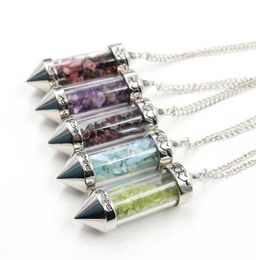 Crystal Gravel Wishing Bottle Sweater Chain Pendant Necklace Lady Retro Transparent Glass Wishing Bottle9074367