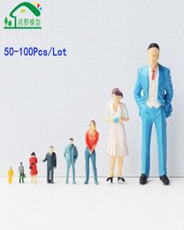 50100PcsLot Architectural Building Miniature Colour Human People Plastic Train Railway Scenery Layouts Scale Model Figures 220428137200