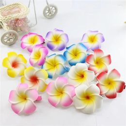 Hair Accessories 2024 Brand 20 Assorted Color Foam Hawaiian Plumeria Flower Frangipani Bridal Clip 4.5cm