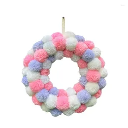 Decorative Flowers Cute Plush Ball Wreath Knitting Wool For Valentine S Day Holiday Wedding Home Decor Party Favor