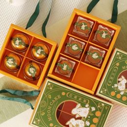 Bottles 5 PCS Multipurpose Packaging Boxes Exquisite Bronzing Dessert Gift Box With Window For Mid-Autumn Festival