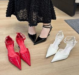 Fashion Pointed Toe Wedges Heels Women Pumps Fashion Double Buckle Strap Sandals Wedding Party Mule Shoes