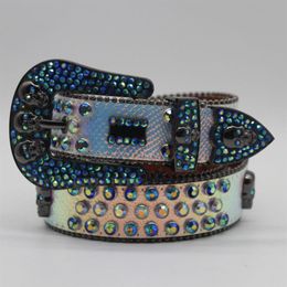 2022 Designer Rhinestones Belt Bb Belts Simon For Men Women Shiny Diamond Skull Belt Black Blue White Multicolour 61 Colors2899