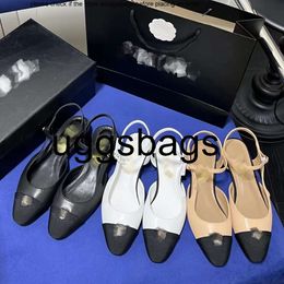 channel shoes Vintage Interlocking C Sandals for Women Slingback Brands Black Beige Cap Toe Mid High Heels Pump Block Heel Dress Shoe Slipper Slides Elegant Mule Part