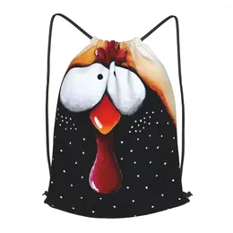 Shopping Bags Funny Chicken Face Drawstring Backpack Men Gym Workout Fitness Sports Bag Bundled Yoga For Women