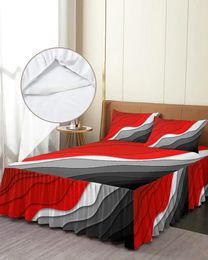 Bed Skirt Red Black Gradient Modern Geometric Abstract Fitted Bedspread With Pillowcases Mattress Cover Bedding Set Sheet