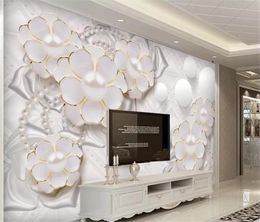 3d Bedroom Wallpaper 3D Jewellery Flowers Living Room Bedroom TV Background Wall Wallpaper HD Digital Printing Moisture Wall paper1689078