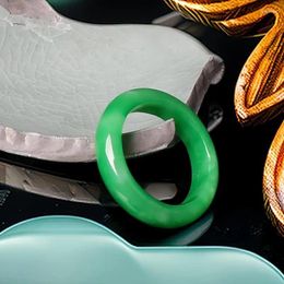 Cluster Rings Green Real Jade Natural Jewellery Burmese Jadeite Gifts Amulets Talismans Women Men Luxury Gemstone Accessories Emerald