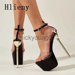 Sandals Hlieny Summer Sexy PVC Transparen Open Peep Toe Platform High Heels Buckle Strap Sandals Women's Nightclub Pole Dance ShoesJ240122