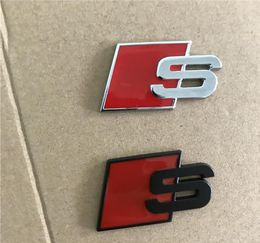 Metal S Logo Sline Emblem Badge Car Sticker Red Black Front Rear Boot Door Side Fit For Quattro TT SQ5 S6 S7 A4 Accessories1517433