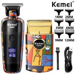 Hair Clippers Kemei Professional Barber Hair Clipper Rechargeable Graffiti Electric Finish Cutting Machine Beard Trimmer Shaver Cordless Work