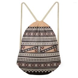 Shopping Bags Polynesian Tribal Fiji Custom Full Colour Print 2024 Travel Eco Makeup Drawstring Fabric Backpack Storage