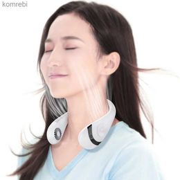 Electric Fans Portable Hanging Neck Fan Foldable Summer Air Cooling 5000mAh USB Rechargeable Bladeless Mute Neckband Fans for SportL240122