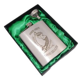 Golf hip flask of 7oz with funnel in black gift box packing Horse motor is available 240122