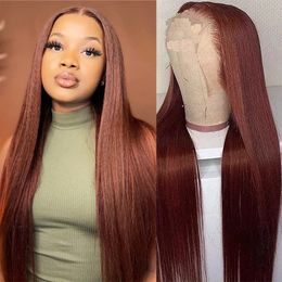 13x4 Reddish Brown Lace Front Human Hair 5x5 13x6 Transparent Hd Glueless Straight Lace Frontal Wig 4x4 Closure Human Hair Wig