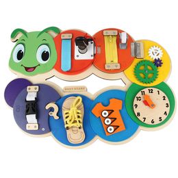 Caterpillar busy board parent-child games Children's hands board Children's Day Christmas gifts wooden game board unlock unlock class games