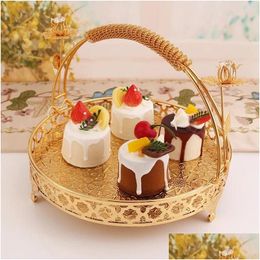 Dishes Plates 1Pc European Vintage Fruit Plate High-End Round El Glass Mti-Layer Basket Fashion Creative Cake Ornaments Drop Delivery Dhsnb